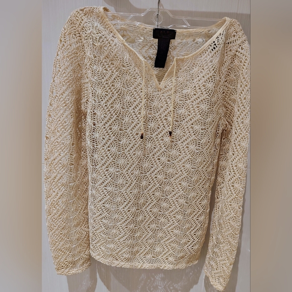 Ralph Lauren Tops - NWOT RALPH Lauren Crochet Open Knit Ecru Top Coverup Women's Sz S